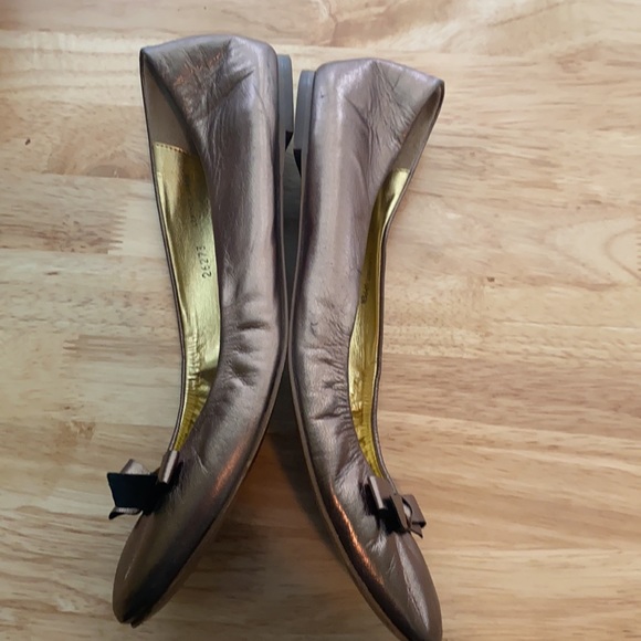 J Crew Metallic Leather Ballet Flats with Bow Accent - Picture 8 of 16